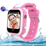 Smartwatch Kinder, 4G Kinder Smartwatch mit GPS und Telefon, Wasserdicht GPS Uhr Kinder mit Anruffunktion Videoanruf SOS IP68 Handy Spiel Voice Chat Wecker Schulmodus Jungen Mädchen Student Geschenk