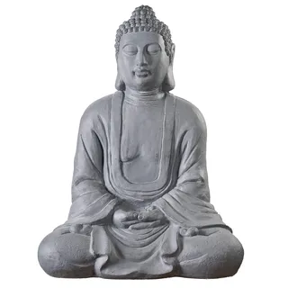 WorldConnection XXXL Großer Buddha 70 cm Garten Deko Figur Skulptur Feng Shui Steinfigur-Optik