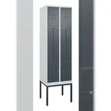 C+P Z-Spind Classic PLUS, Gestell, 4 Abteile, HxBxT 212x60x50cm, Zylinderschloss, Hellgrau/Anthrazit von PROREGAL