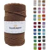Sznurkomania, Geflochtene Baumwollkordel 5mm 100m, 46 Farben, Häkelkordel, Makramee Kordel, Makramee Garn, Premium Garn, Makramee Seil, (Braun)