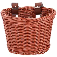 Wisafory Fahrradkorb für Kinder, Kinderfahrradkorb Vorne Fahrradkörbchen Geflochten Laufrad Korb Lenkerkorb Kinder Handgewebter Kleiner Fahrradkörbchen für Outdoor-Radfahren Braun Mittel