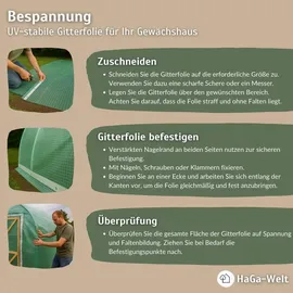 Haga Gitterfolie in 4m Breite (meterware) für Gewächshausbau, Folientunnel
