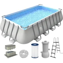 Avenli Frame Plus Stahlrahmenpool Set Rechteckig 549 x 305 x 122 cm Grau mit Filterpumpe Leiter Abdeckplane und Bodenschutzplane