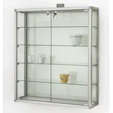 MHN Wandvitrine T 19 x B 78 x H 88 cm - breite Sammler Hängevitrine abschließbar - große Glas-Vitrine Wand hängend - Sammlervitrine Aluminium CPr - ohne Beleuchtung