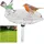 Relaxdays Vogeltränke zum Stecken, mit Erdspieß, Gartendeko, Vogelfutterstelle, Wasserschale 1m hoch, weiß