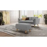 s-style möbel - Fußhocker mit Holzfüßen im skandinavischen Stil Elma aus Grau Luxusmicrofaser, B/T/H: 95 cm/ 63 cm/ 51 cm - Grau