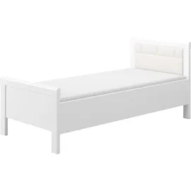 Priess Einzelbett PRIESS "Arnsberg", weiß (lichtweiß, weiß), B:108cm L:208cm, Betten, Kinder-Einzelbett Jugendbett Bettgestell, Komforthöhe mit gepolstertem Kopfteil