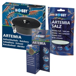 HOBBY Aquarium Set zur Artemia Aufzucht, Aufzuchtschale + 20 ml Eier + 195g Salz