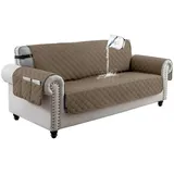 BTTO Sofahusse Sofaüberzug,Sofahusse 1/2/3 Sitzer Gesteppt,Couch Überzug, Sofabezug Wasserdicht,Anti-Rutsch,mit Seitentasche,Haustiermatte