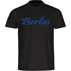 multifanshop Herren T-Shirt - Berlin blau - Schriftzug - Druck blau - Männer