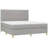 vidaXL Boxspringbett mit Matratze & LED Hellgrau 160x200 cm Stoff