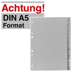 Exacompta Ordnerregister Halbformat A-Z grau 24-teilig, 1 Satz