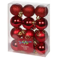 Trendline - Christbaumkugeln 12 Kugeln Ø 4 Cm Rot Weihnachtskugeln Weihnachtsbaum