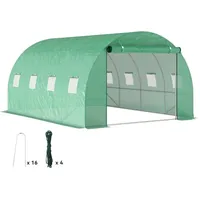 Outsunny - Gewächshaus 300x400x200cm Foliengewächshaus Tomatenhaus mit Tür, 8 Fenster, Folientunnel aus verzinktem Stahl, 170g/m2 pe, stabiles