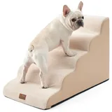 COZY KISS Hundetreppe für Kleine Hunde,Haustiertreppe für Hochbett aus Hochdichtem Schwamm, Hunde Treppe Hunderampe mit Waschbarem Bezug(Beige, 83x50x57cm, 5.0)