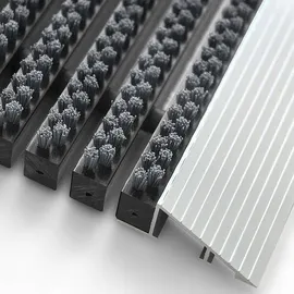 casa pura Floordirekt Fussmatte, Profi Brush mit Alu-Rahmen | Grau 60 x 90 cm