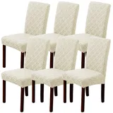 LANSHENG Stuhlhussen 6er Set, Stretch Stuhlhussen Schwingstühle, Abnehmbarer Waschbarer Stuhlbezug für Esszimmer, Küche, Hotel (6er Set, Beige)