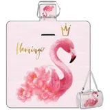 TropicalLife Flamingo Picknickdecke Flamingo Blumen Quadratisch Wasserdicht Faltbar Indoor Outdoor Teppiche Matte für Strand Camping Park Familientreffen Aktivitäten