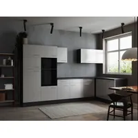 Respekta Winkelküche L-Form 340 cm Grau Weiß