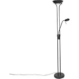 QAZQA Moderne Stehlampe schwarz mit Leselampe inkl. LED dunkel bis warm - Diva