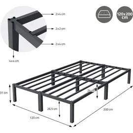 ML-Design Metallbett 120x200 cm Anthrazit - Dunkelgrau
