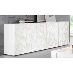Sideboard »Prisma«, Breite 241 cm, 4-türig, weiß Hochglanz Lack/weiß mit Siebdruck Hochglanz Lack, , 51953524-0