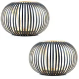 Marrakesch Orient & Mediterran Interior 2er Set Skandinavisches Windlicht Amund aus Metall in Schwarz 17 cm
