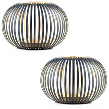 Marrakesch Orient & Mediterran Interior 2er Set Skandinavisches Windlicht Amund aus Metall in Schwarz 17 cm
