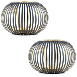 Marrakesch Orient & Mediterran Interior 2er Set Skandinavisches Windlicht Amund aus Metall in Schwarz 17 cm