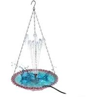 Solar-Vogeltränke mit Brunnen, Solarbrunnen Vogeltränken, hängende Vogeltränke mit Kette für Gartenvögel (lila)