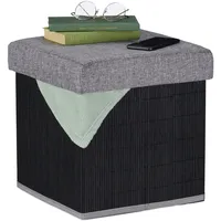 Relaxdays Sitzhocker mit Stauraum Stoff 35 x 36 x 35 cm Schwarz/Grau