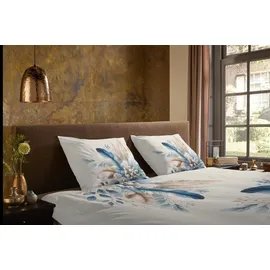 PURE luxury collection Alva Federn Blau 155 x 220 cm + 2 x 80 x 80 cm