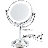 Sichler Beauty LED-Kosmetikspiegel mit Akku, Bluetooth-Lautsprecher, 1x / 5x Vergröß.