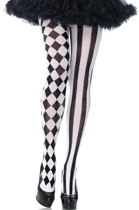 LEG AVENUE  Strumpfhose Harlekin Schwarz/Weiß