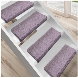 Stufenmatte Shaggy-Stufenmatte Madrid, Treppenschoner, 16 Farben, 2 Varianten, Karat, Rechteckig lila Rechteckig