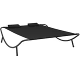 Gecheer Garten Sonnenliege Gartenliege Doppelliege Outdoor-Loungebett für 2 Personen Sonnenbett Outdoor Liege Relaxliege Doppelbett Gartenmöbel Liege Liegestuhl Stoff Schwarz