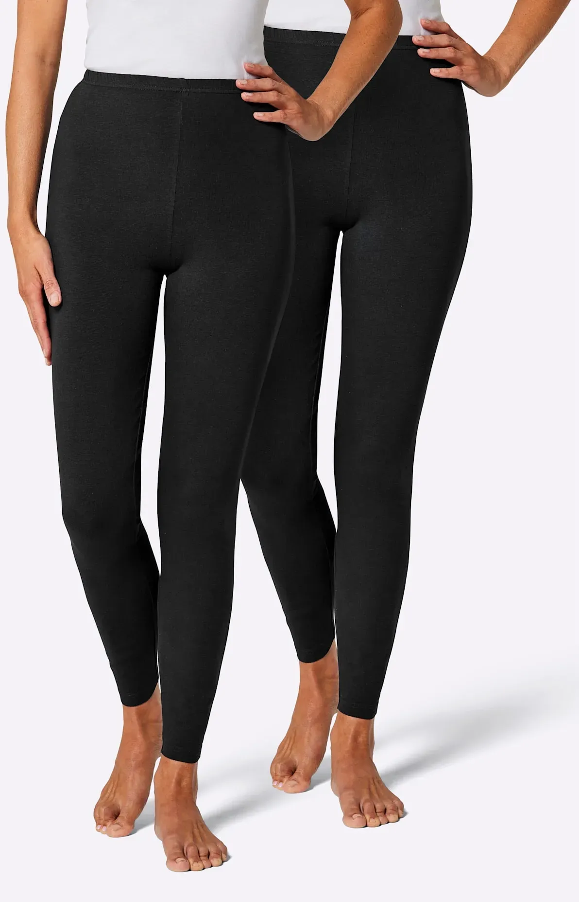 Leggings FEEL GOOD, Damen, Gr. 48/50, Normalgrößen, schwarz, 95% Baumwolle, 5% Elasthan, unifarben, Hosen Leggings