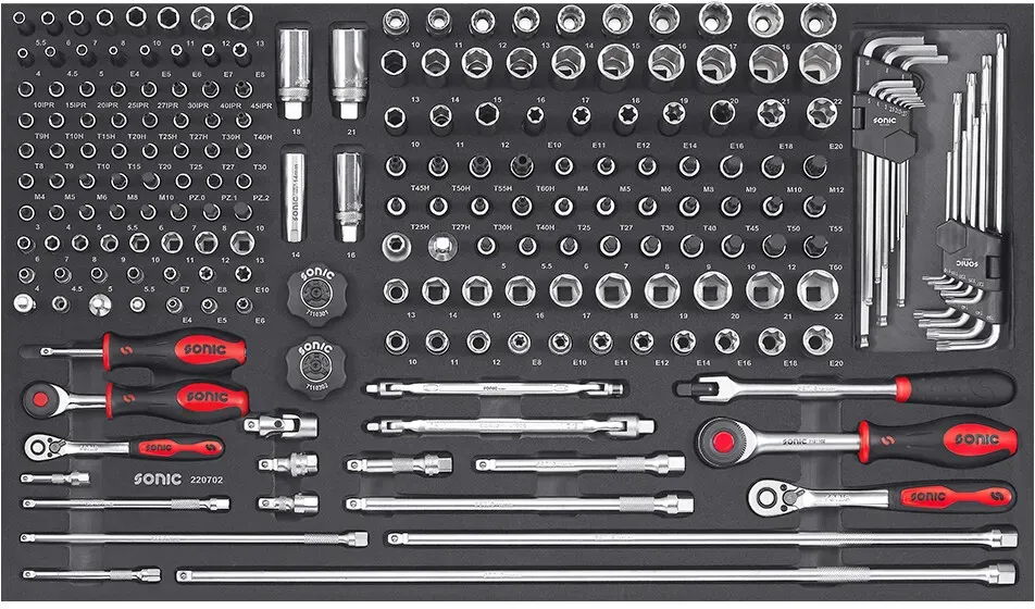 SONIC EQUIPMENT Werkzeugmodul Kombinationssatz 1/4 und 3/8 SFS-L 207-tlg. 220702