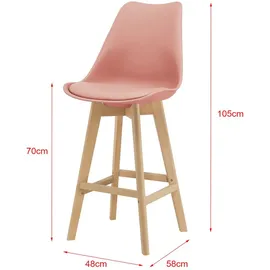 [en.casa] Barhocker 2er Set gepolstert Buche-Gestell Rosé