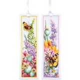 Lanarte Kreuzstich Stickpackung Lesezeichen Flower Power Strauß, Marjolein Bastin, 2er-Set, Zählmuster, 6x20cm