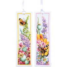 Lanarte Kreuzstich Stickpackung Lesezeichen Flower Power Strauß, Marjolein Bastin, 2er-Set, Zählmuster, 6x20cm