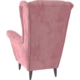 vidaXL Ohrensessel mit Hocker Samt 81 x 96 x 90 cm Rosa