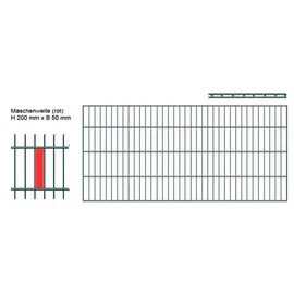 PEDDY SHIELD Doppelstabmattenzaun Zaunelemente 83 cm hoch, 10 Matten für 20 m Zaun, ohne Pfosten Gr. H/L: 83cm x 20 m, grau (anthrazit)