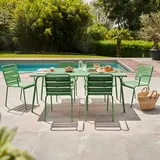 Oviala Business Set aus Terrassentisch und 6 Sesseln aus kaktusgrünem Metall - Oviala