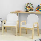 SoBuy Kinderstuhl KMB24-Wx2 höhenverstellbar Holz weiß/beige