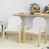 SoBuy Kinderstuhl KMB24-Wx2 höhenverstellbar Holz weiß/beige