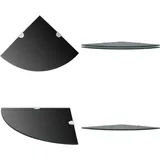 Vidaxl - Eckregale 2 Stk. mit Verchromten Halterungen Glas Schwarz - Wandregal - Eckregal - Glasregal - Schwarzes Regal - Regalset - Home & Living