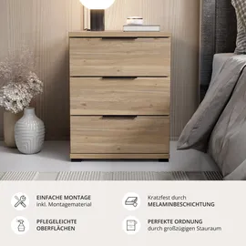 SchlafKONTOR Nachtschrank Smilla 46 x 61 x 42 cm Schwarz
