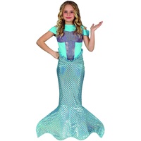 Fiestas GUiRCA Bezaubernde Meerjungfrau Mädchen Kostüm mit Hologramm- Effektstoff – Hellblaues, Lila und Silbernes Mermaid Kleid mit Meerjungfrauen Flosse für Mädchen von 5-6 Jahren