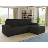 Sofnet Ecksofa Roma L mit Schlaffunktion und Bettkasten - Cord Stoff - L-Form Couch, Polstersofa, Schlafsofa, Sofagarnitur (Schwarz (Poso 135))